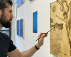 Brad Kunkle at Work in his studio